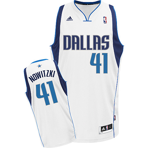 NBA Dallas Mavericks 41 Dirk Nowitzki New Revolution 30 Swingman Home White Jersey